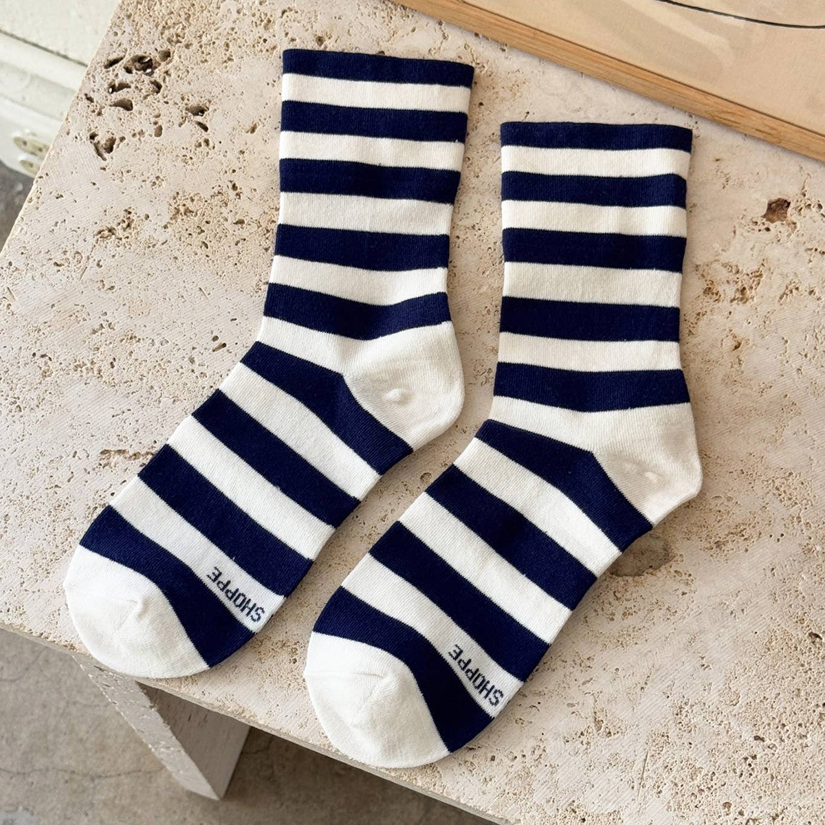 Navy Stripe Wally Socks