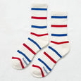 Red and Blue Striped Boyfriend Socks Le Bon Shoppe