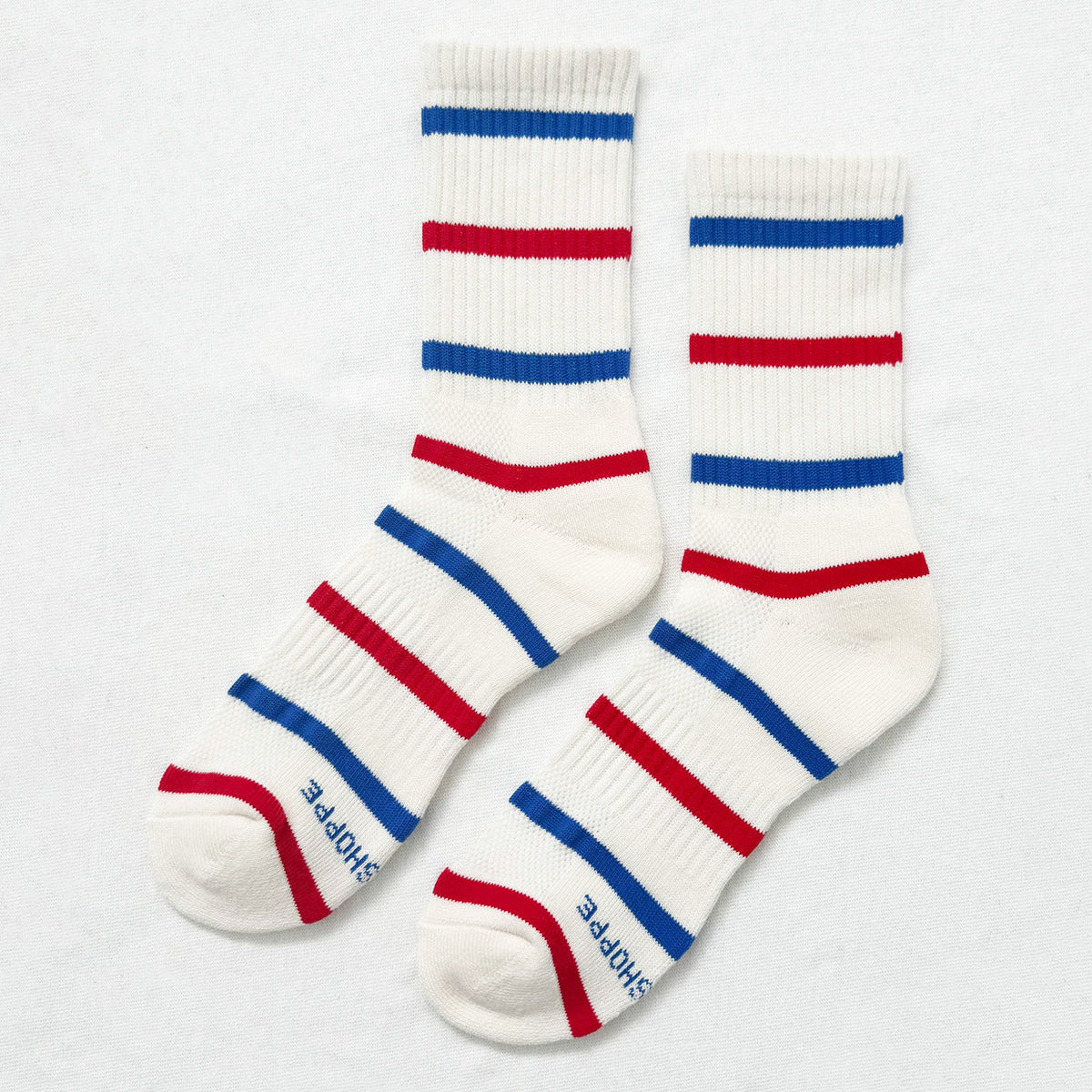 Red and Blue Striped Boyfriend Socks Le Bon Shoppe