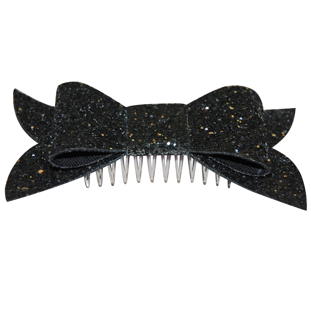 Black Glitter Hair Bow Dollydagger