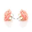 Coral Pink Rose Earrings Side Dollydagger