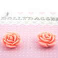 Coral Pink Rose Earrings Vintage Charm Dollydagger