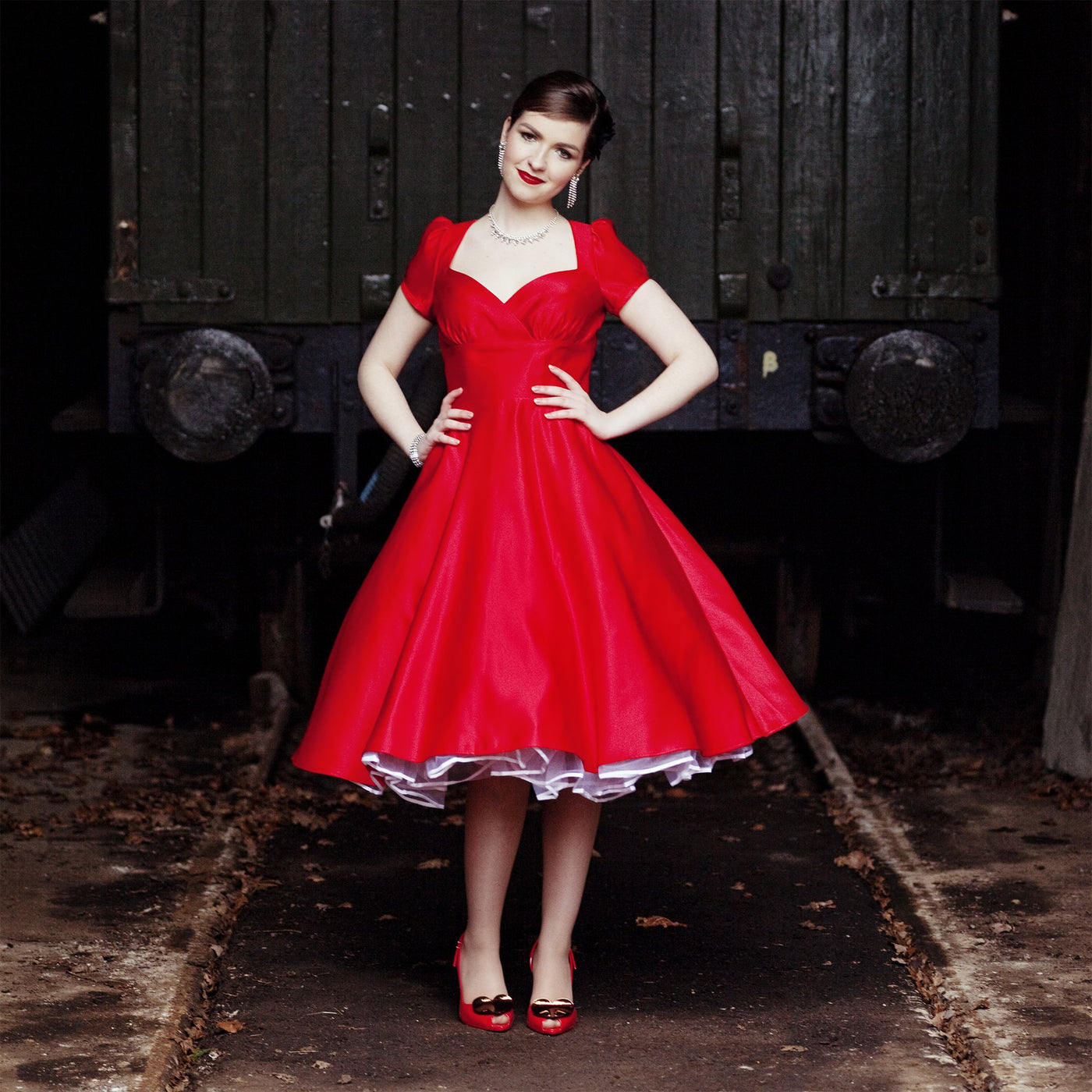 Dollydagger Vivien Red Sating Dress