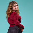 Emmy Design Burgundy Ice Skater Cable Knit Cardigan