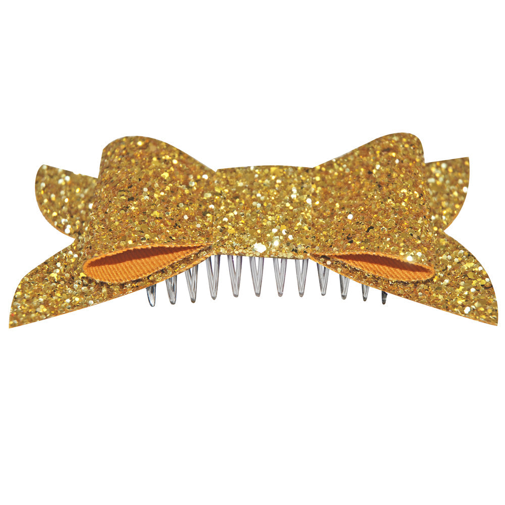 Gold Glitter Hair Bow Dollydagger