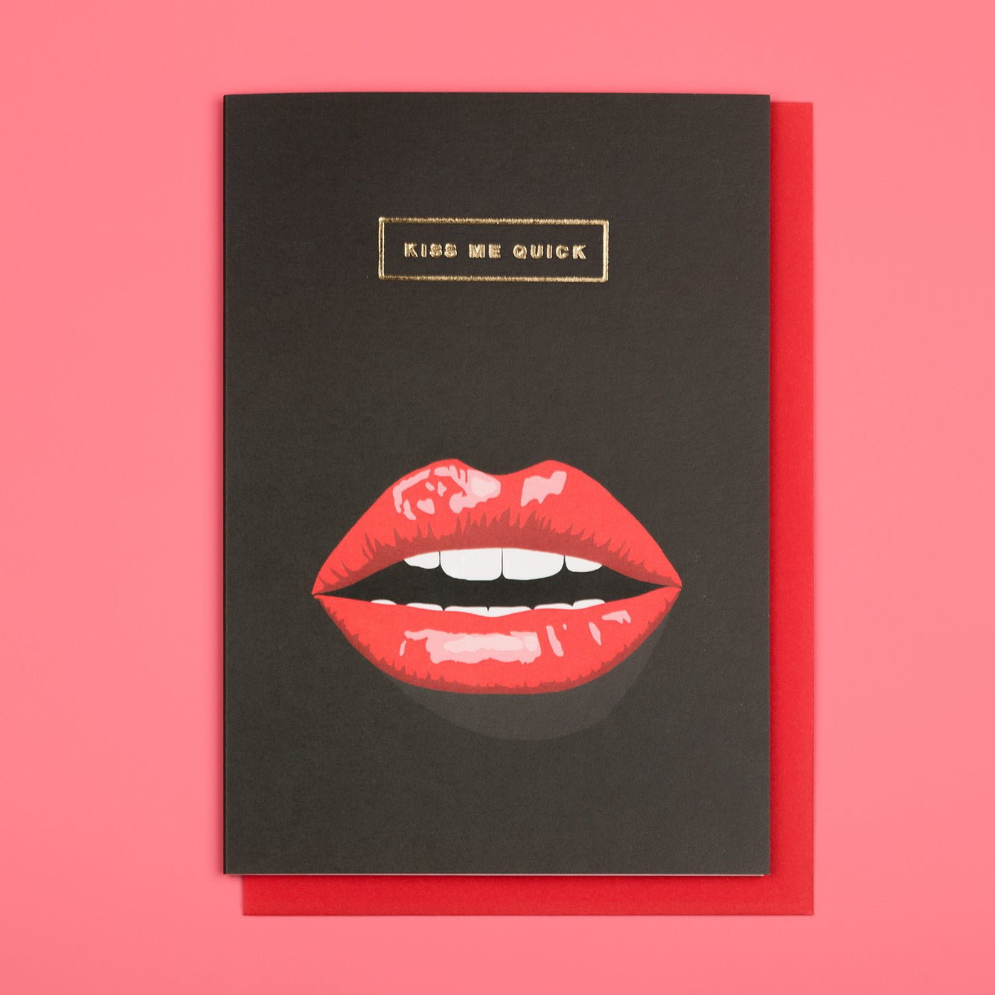 Kiss Me Quick Retro Card by Emily Brooks