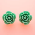 Mint Green Rose Earrings Dollydagger Front