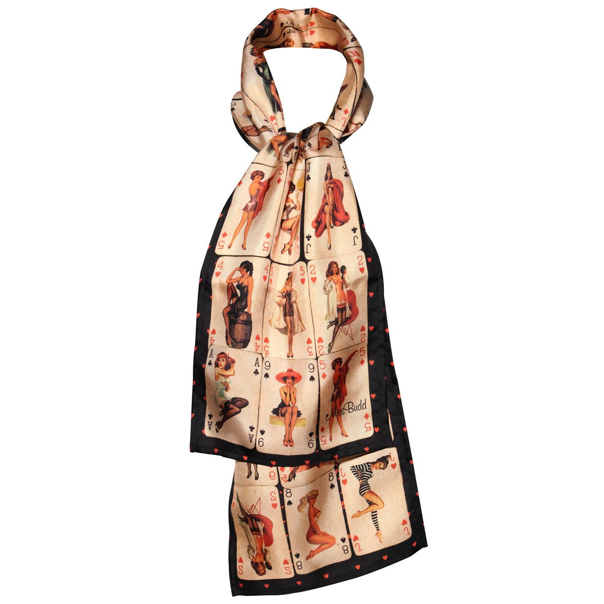 Black Silk 1950's Pin Up Retro Scarf from Miss Budd
