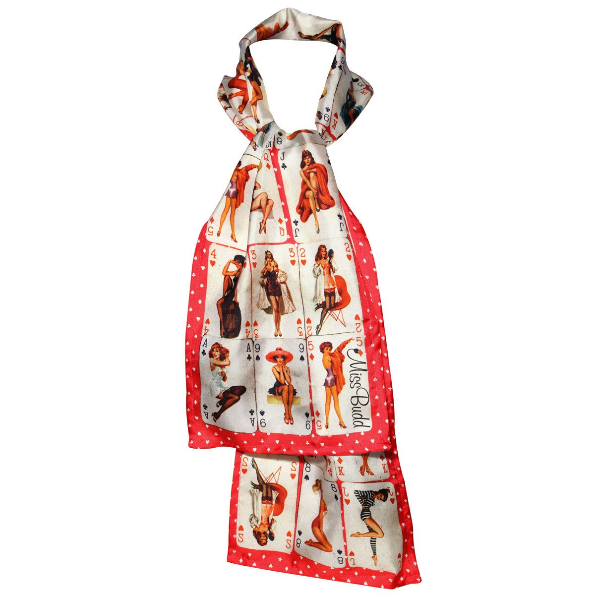 Red Silk 1950's Pin Up Retro Scarf from Miss Budd