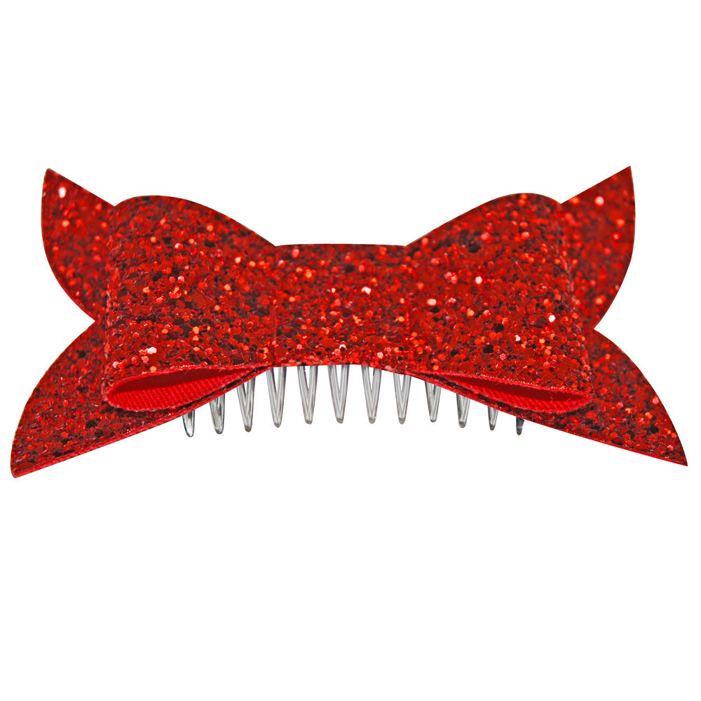 Red Glitter Hair Bow Dollydagger