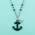 Retro Anchor Necklace Black Classic Hardware