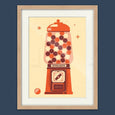 Retro Screen Print Gumball Machine Telegramme