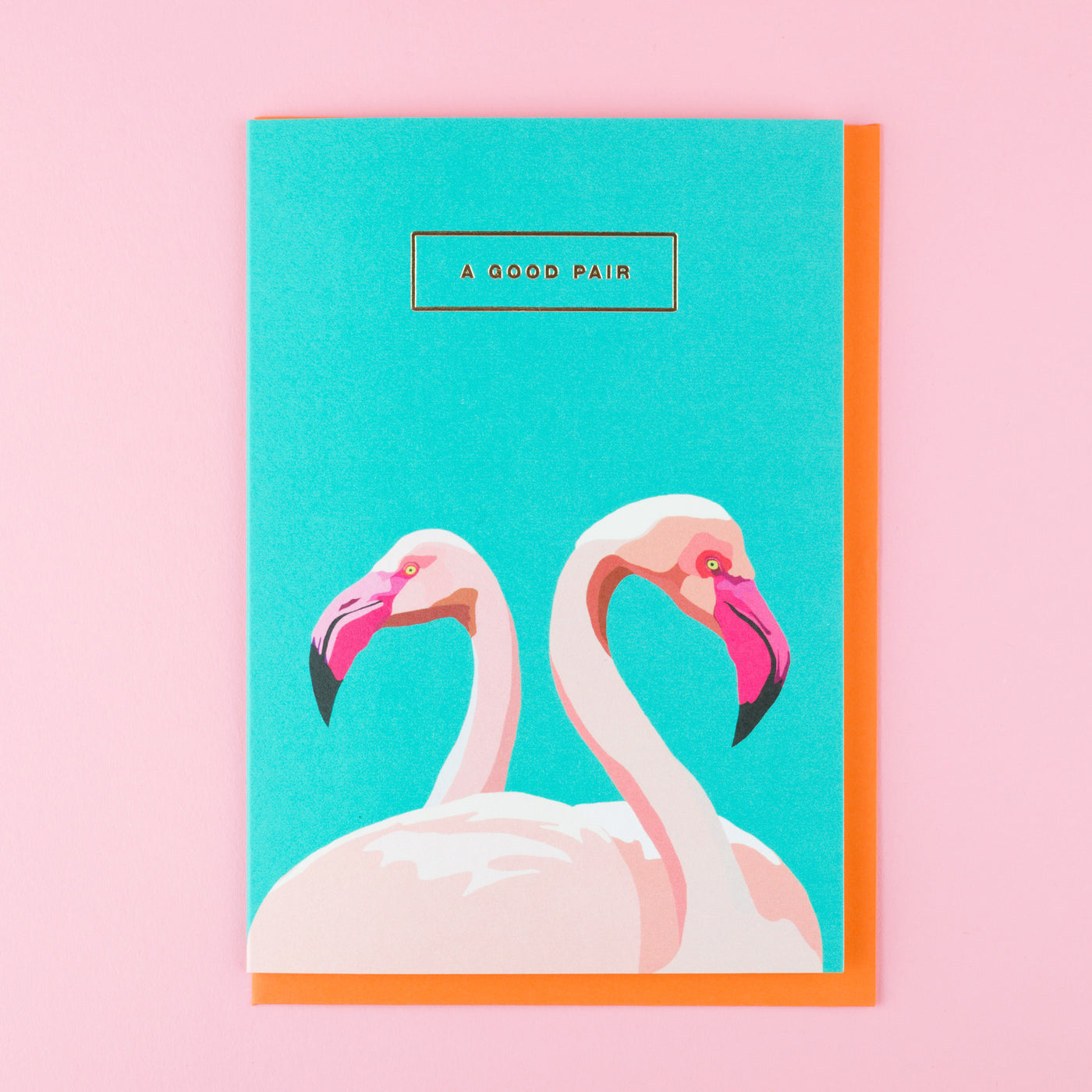 Retro Valentines Day Card Flamingos by Emily Brooks