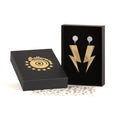 rollerama gold lightning bolt glam rock earrings