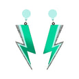 rollerama green lightning bolt earrings