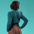 Teal 1940s Cable Knit Cardigan Emmy Design Ice Skater
