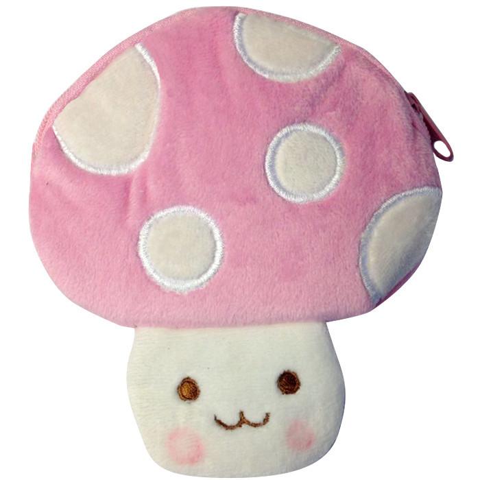 Toffee Apple Kawaii Mushroom Plush Purse Pink