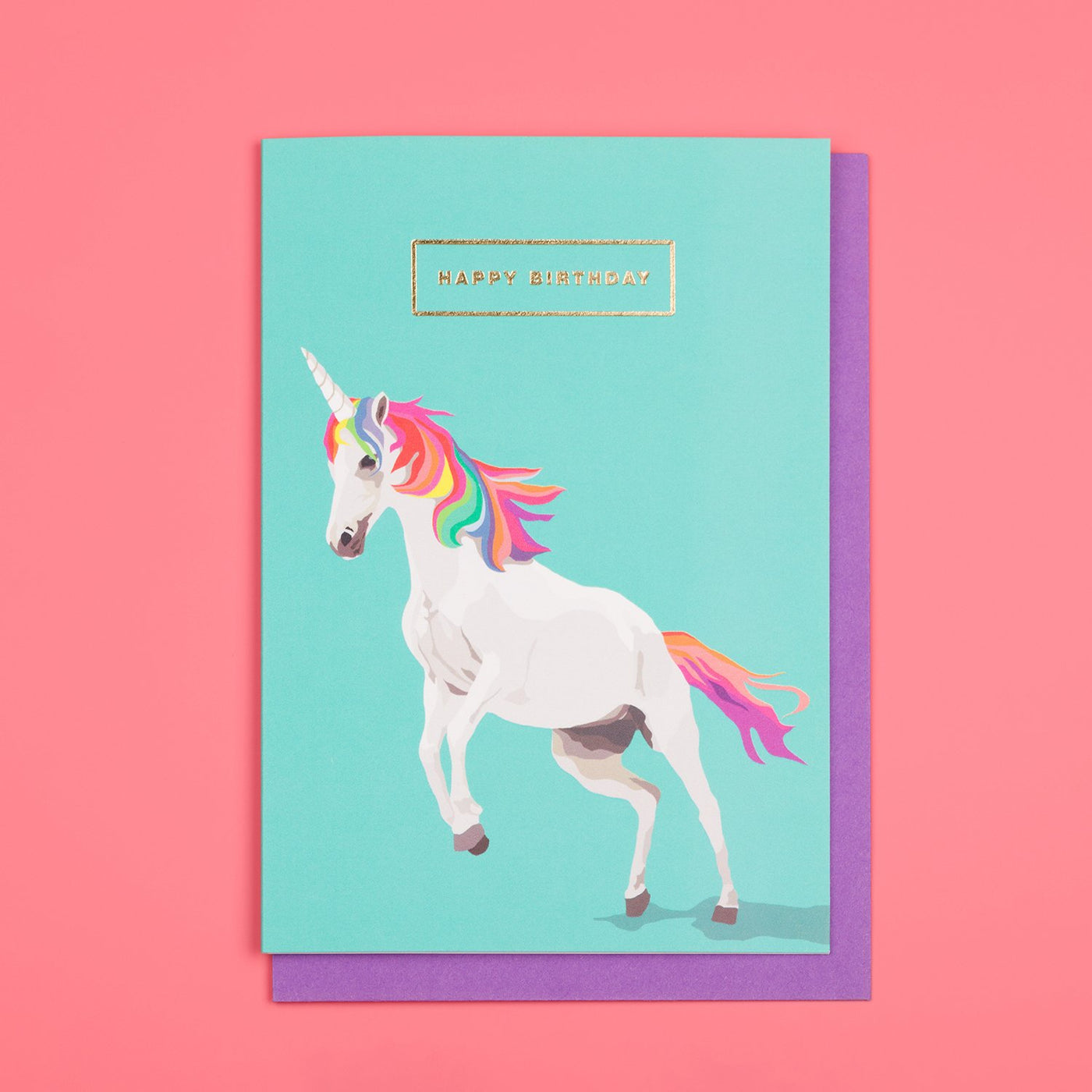 Unicorn Happy Birthday Retro Card