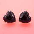 Black Heart Earrings Pink Background Dollydagger