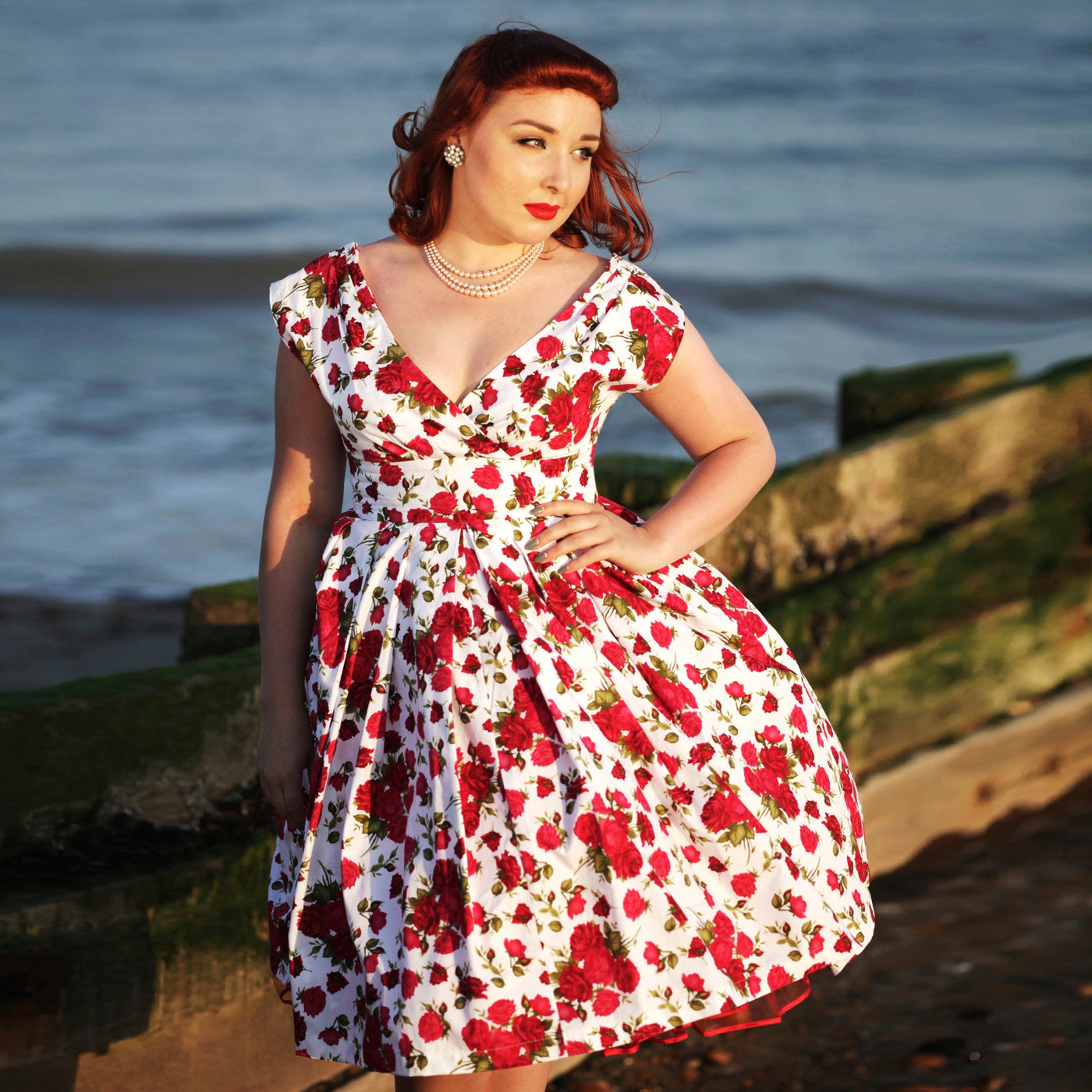 Dollydagger English Rose Scarlet Dress Red Rose Print