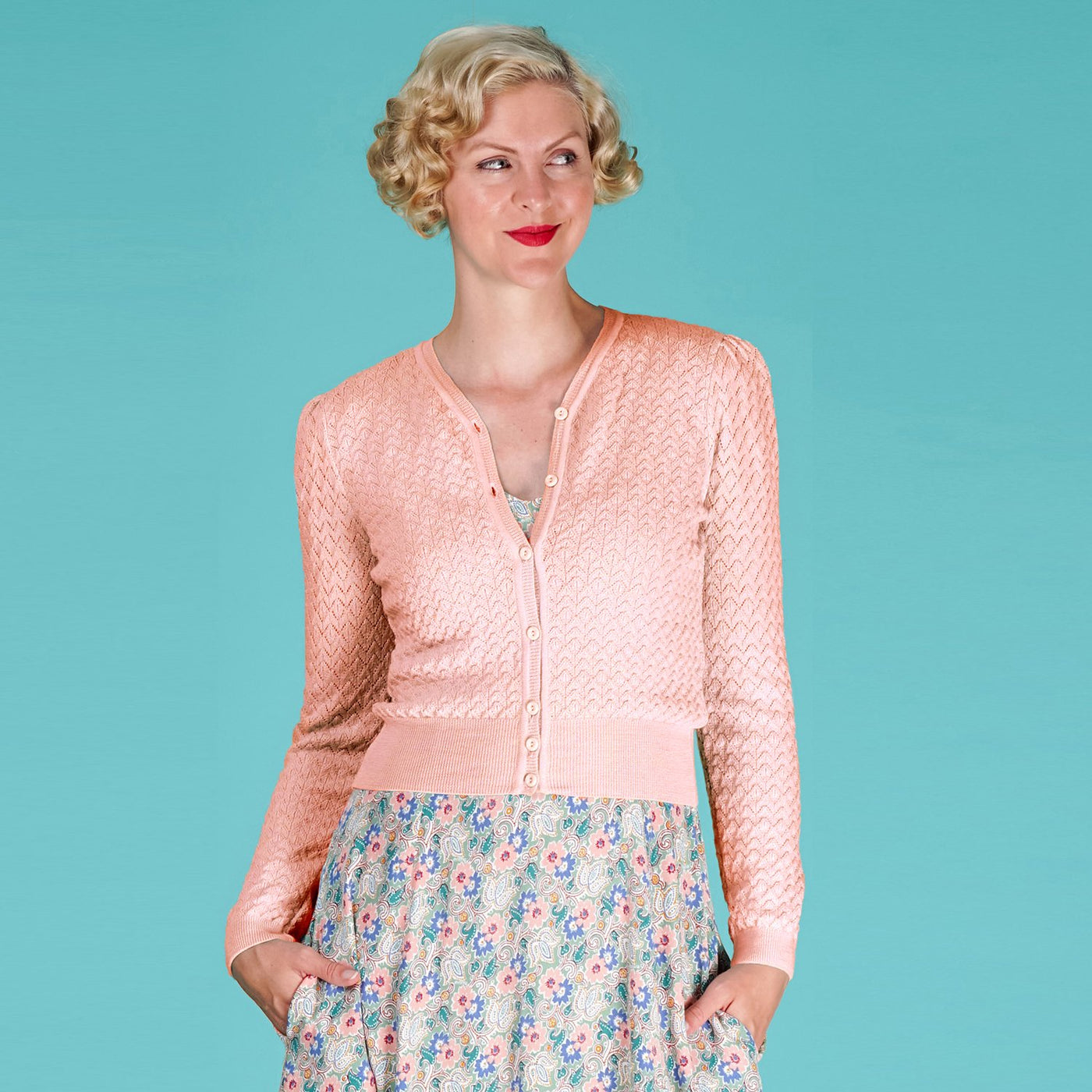 Emmy Design Peach Long Sleeve Delightful Daytime Cardigan