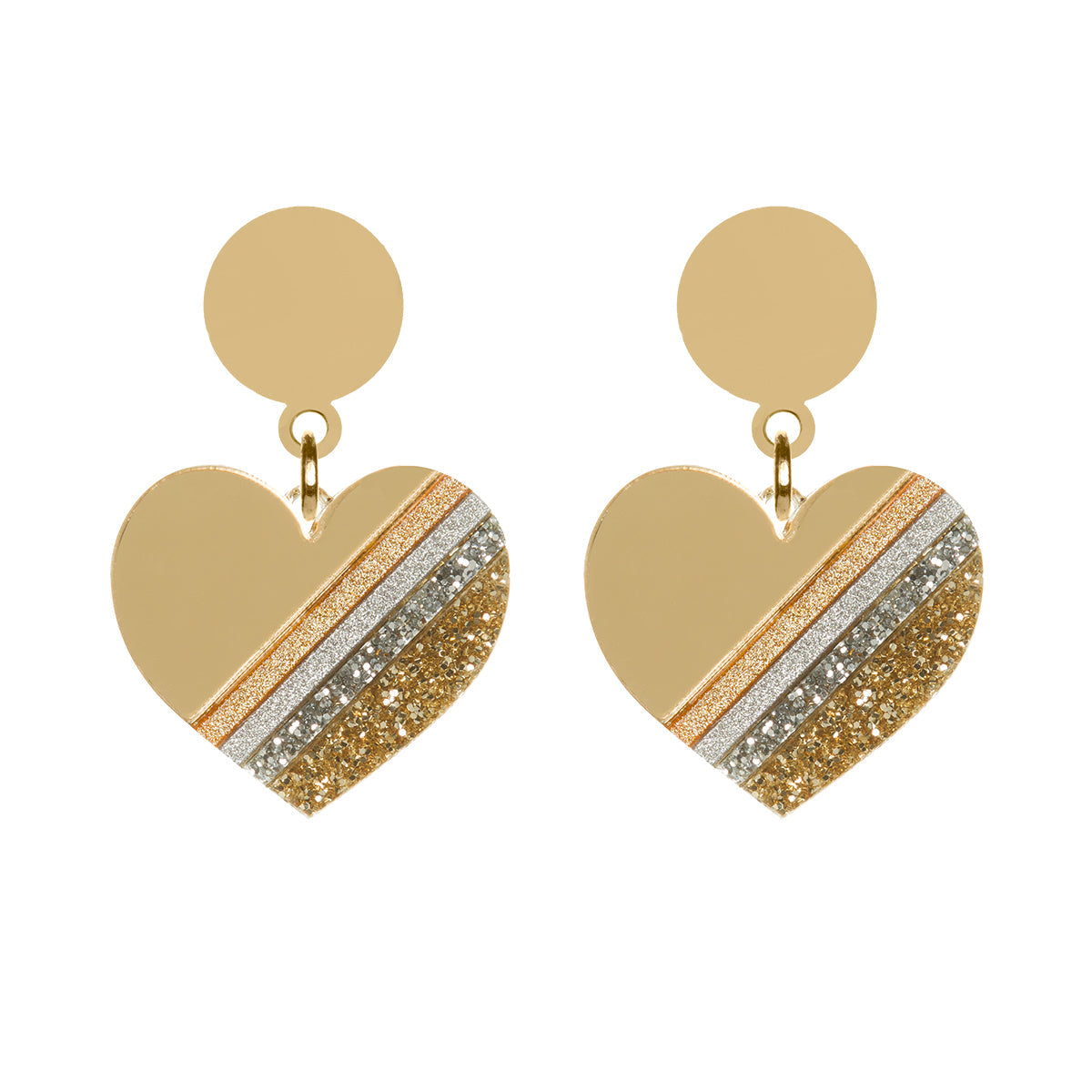 Gold Heart of Glass Earrings Dollydagger Rollerama