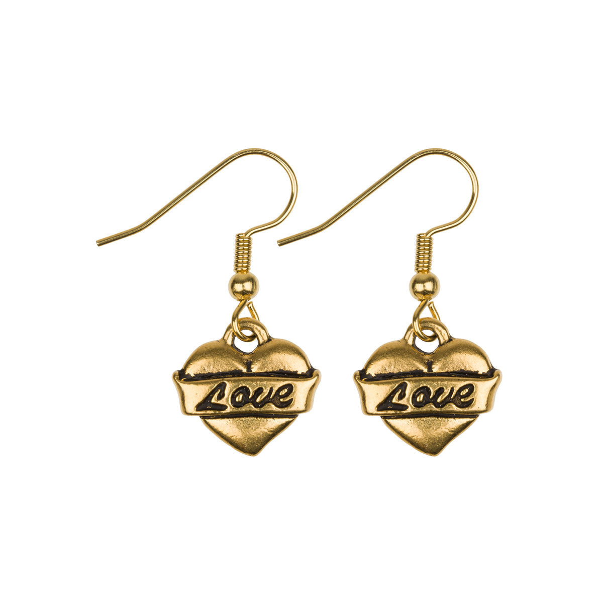 Gold Love Heart Earrings Dollydagger