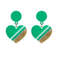 Green Heart Drop Earrings Rollerama Dollydagger