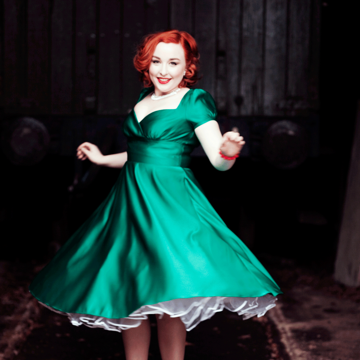 Dollydagger Emerald Satin Vivien Dress Dollydagger Emerald Satin Vivien Dress