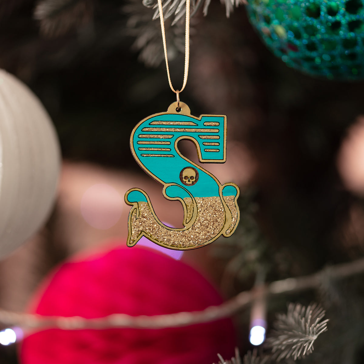Letter S Wooden Tree Decoration Dollydagger Curly Mark