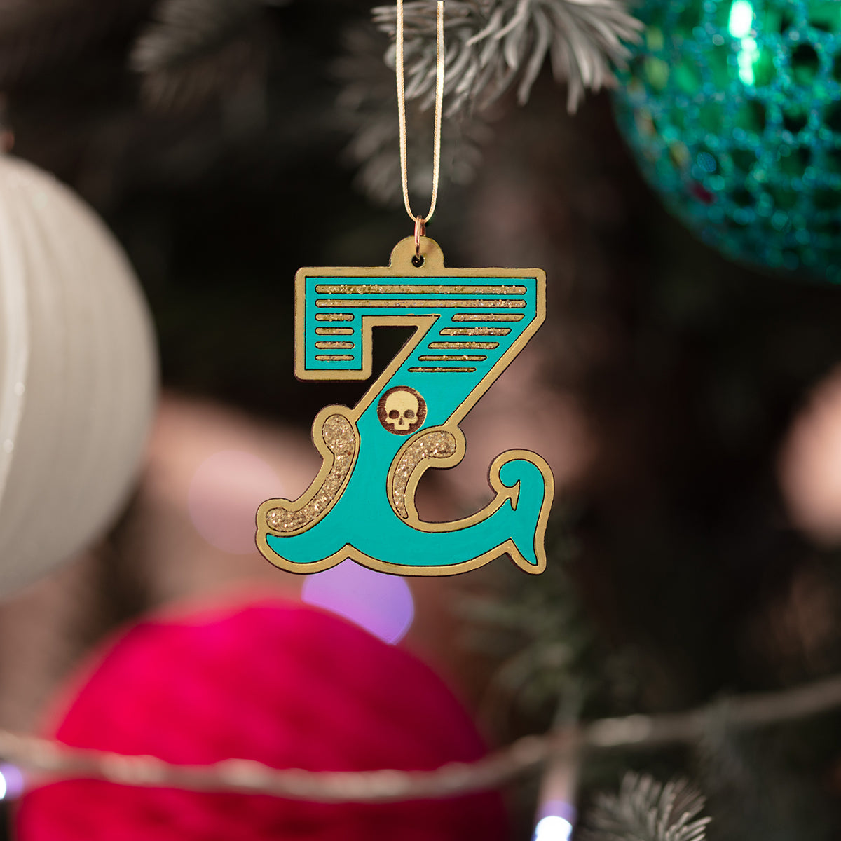 Letter Z Wooden Tree Decoration Curly Mark Dollydagger