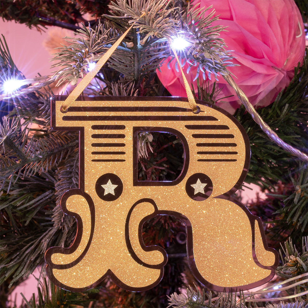 Letter R Christmas Ornament Dollydagger Curly Mark