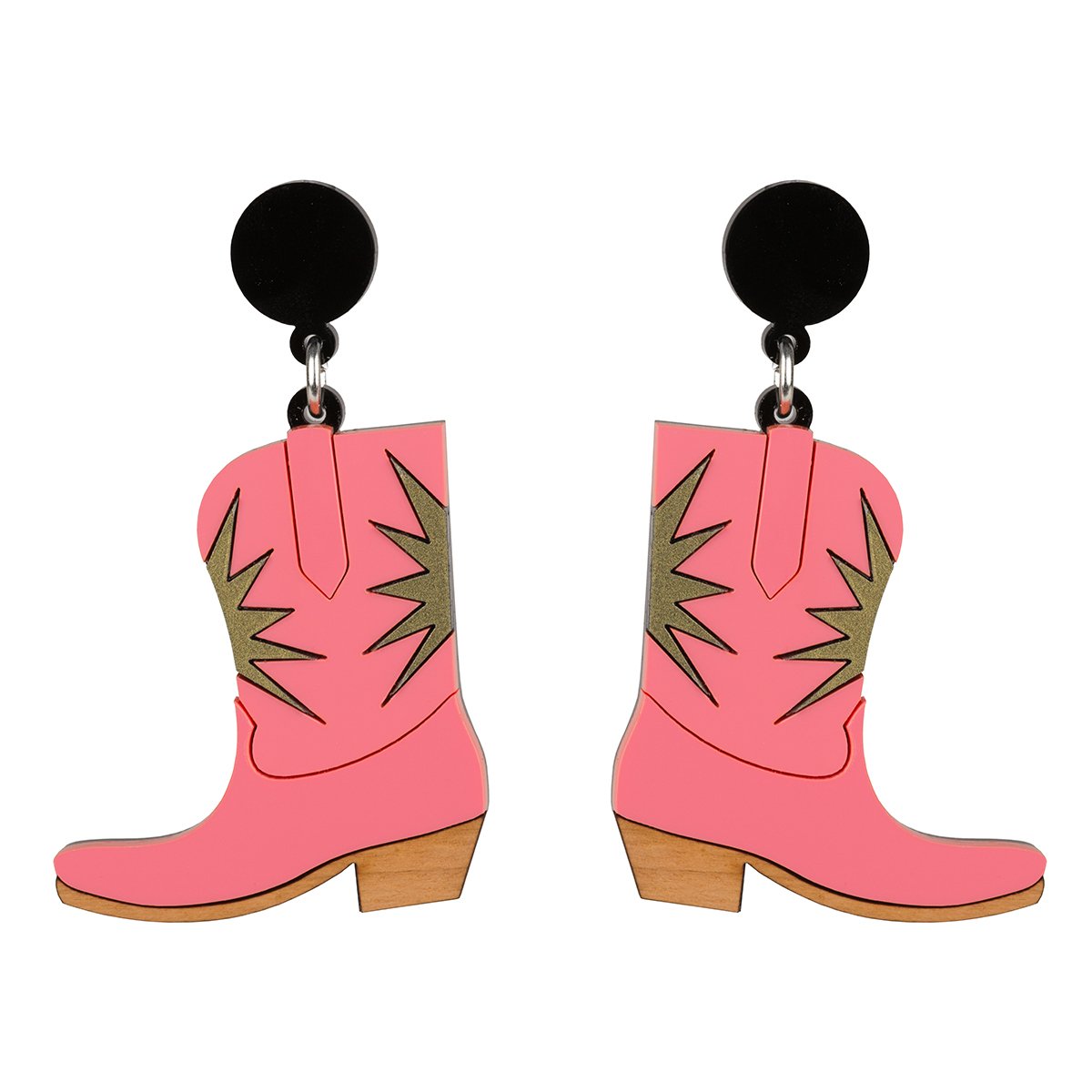 Lou Taylor Pink Cowgirl Boot Earrings