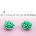 Mint Green Rose Earrings Dollydagger Vintage