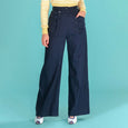 Navy Blue High Waist Wide Leg Trousers Emmy Design Sailor Slacks