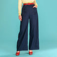 Navy Blue Wide Leg Trousers Emmy Design Ship Mate Slacks