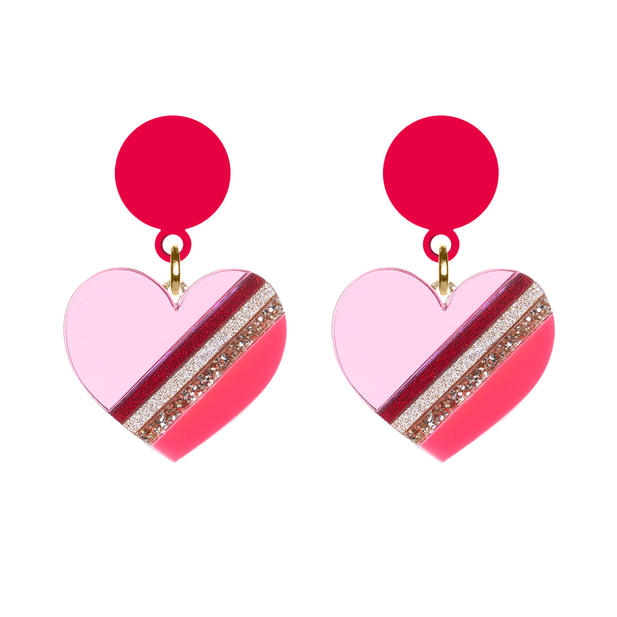 Pink Heart Drop Earrings Rollerama Dollydagger