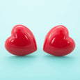 Red Heart Earrings Blue Background Dollydagger