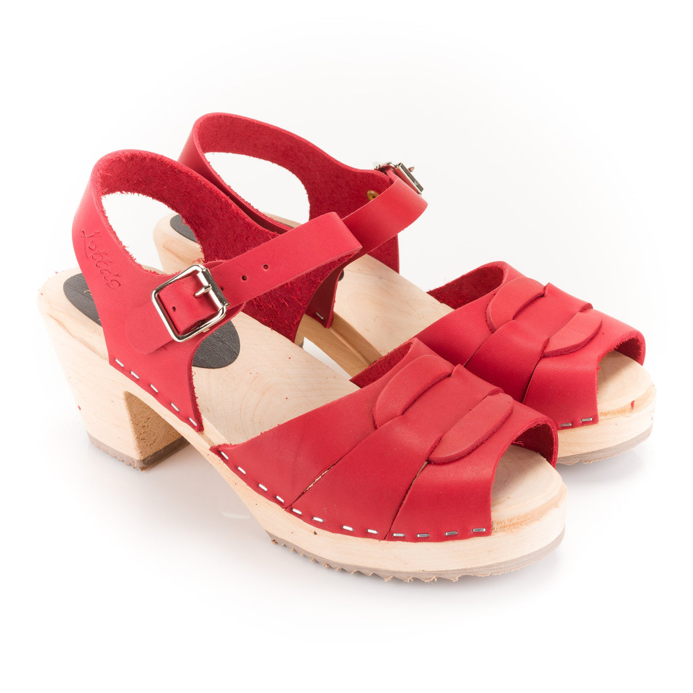 Red Peep Toe Clogs by Lotta from Stockholm at Dollydagger