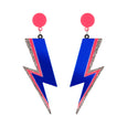 rollerama blue lightning bolt earrings