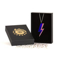 rollerama bowie inspired necklace blue lightning bolt