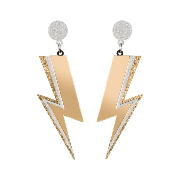 Gold lightning bolt deals earrings