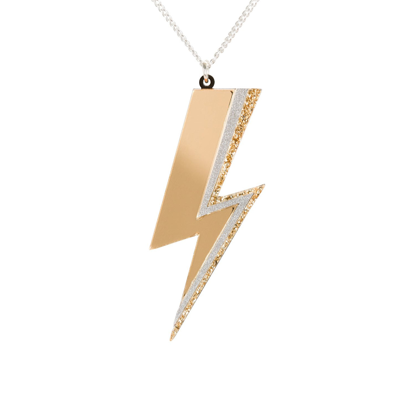 rollerama gold lightning bolt necklace
