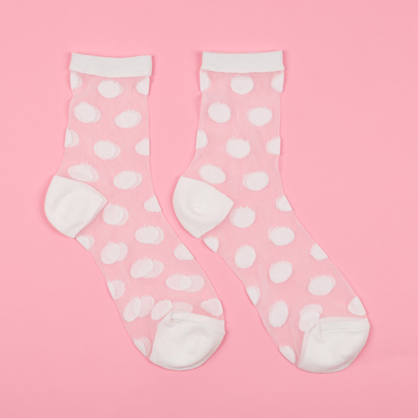 SHeer White Polka Dot Socks Toffee Apple