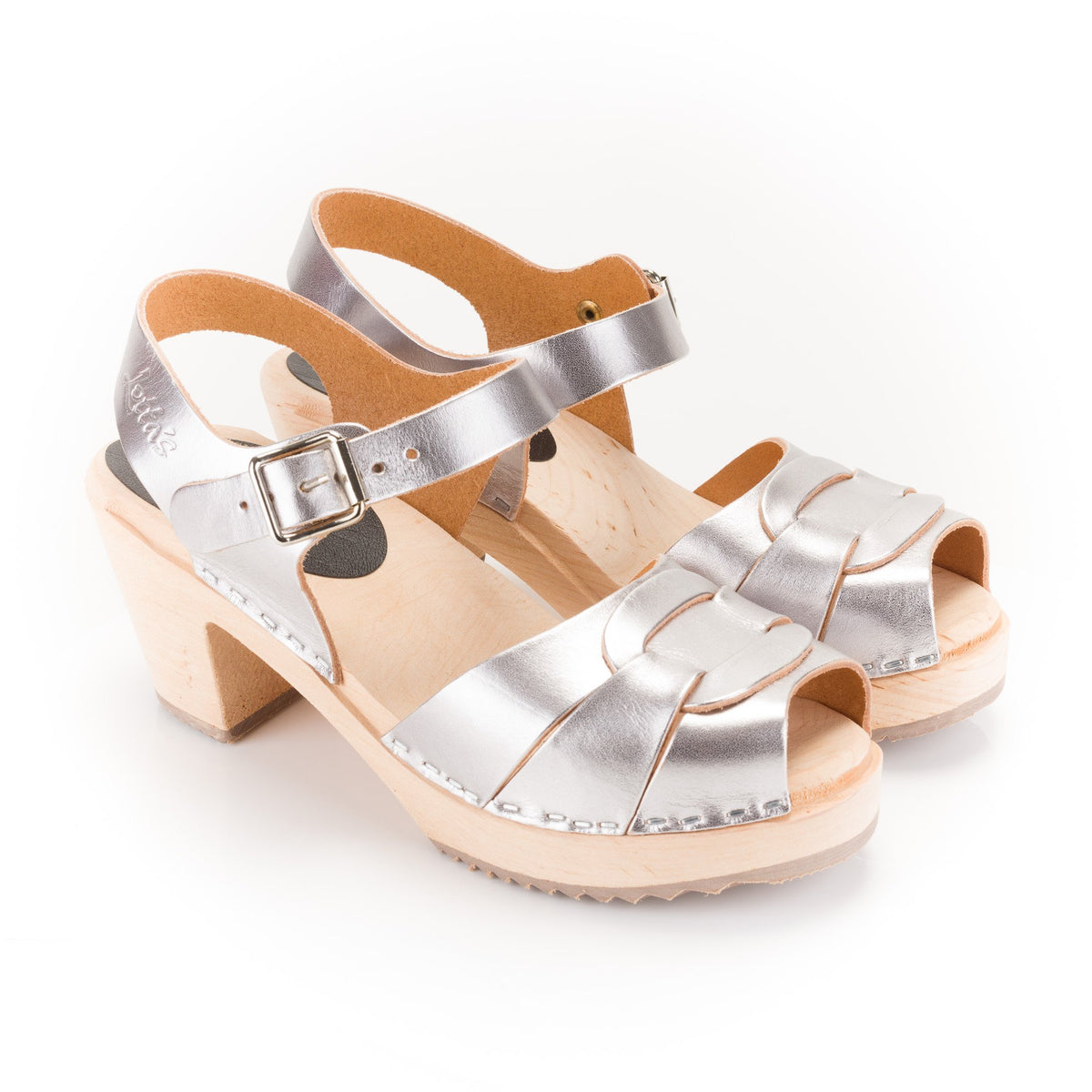Lotta Stockholm Silver Clogs Silver Peep Toe Clogs Metallic