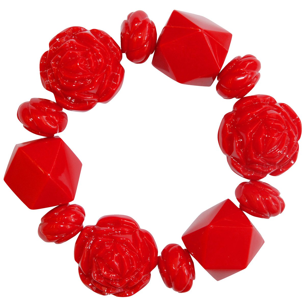 Tarina Tarantino Large Carved Rose Bracelet Red