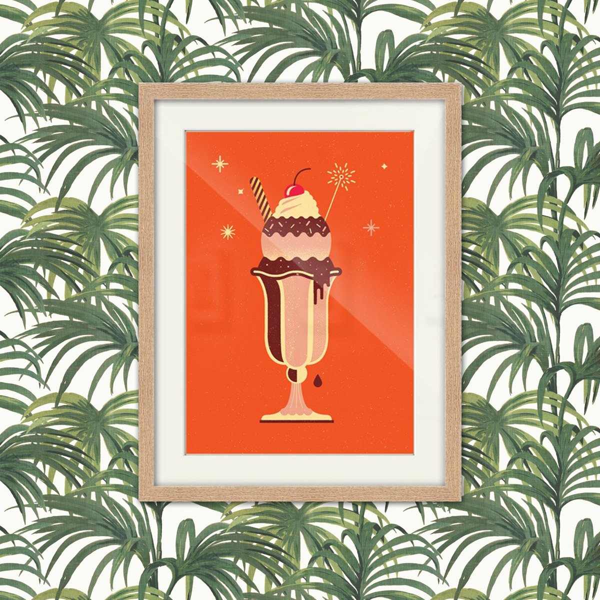 Telegramme Ice Cream Sundae Retro Art Print