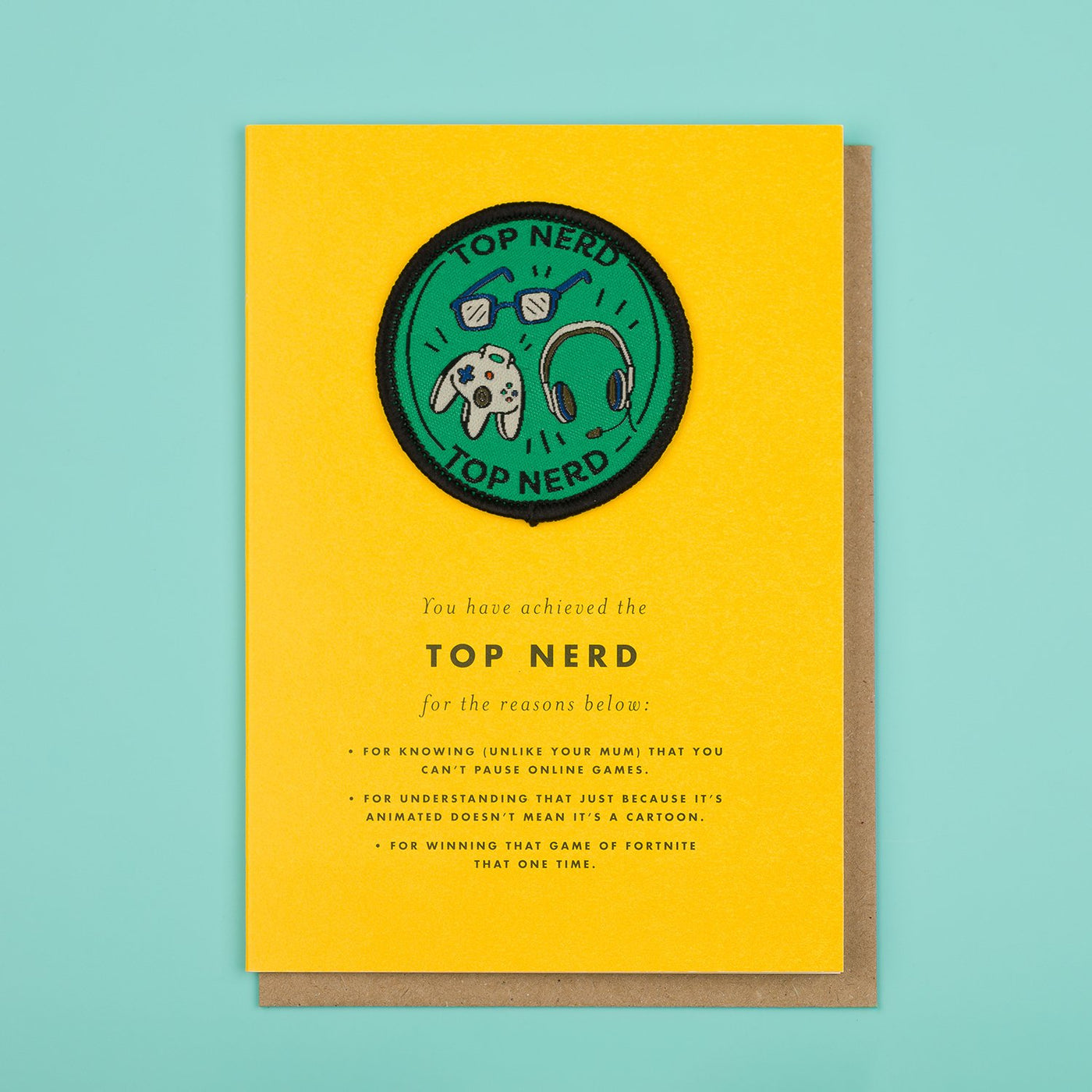 Top Nerd Embroidered Patch Card Ohh Deer