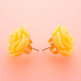 Yellow Rose Earrings Dollydagger Vintage Side