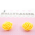 Yellow Rose Earrings on Card Dollydagger